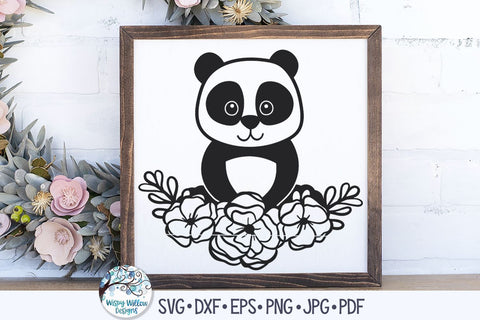 Floral Panda SVG SVG Wispy Willow Designs 