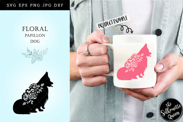 Floral Papillon Dog svg file for cricut, for silhouette, cut eps, cutting png, cuttable dxf, Instant Download design SVG Loveleen Kaur 