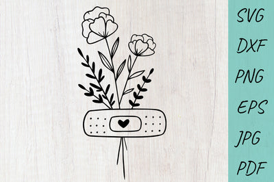 Floral patch Svg, Wildflowers Svg, Flower bandage Svg SVG Irina Ostapenko 
