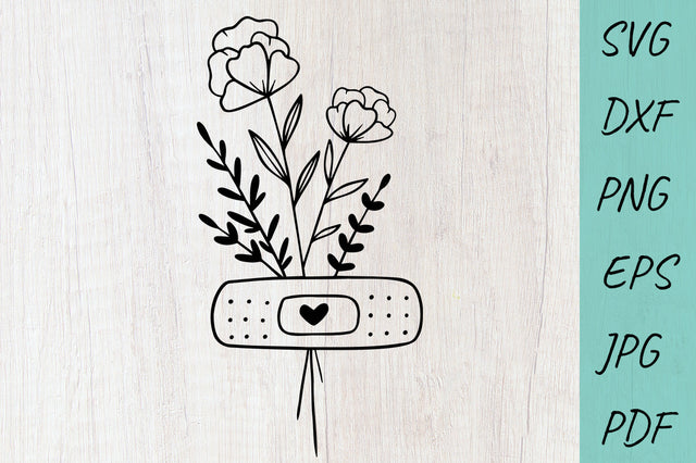 Floral patch Svg, Wildflowers Svg, Flower bandage Svg SVG Irina Ostapenko 