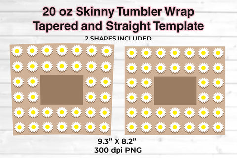 Floral Pattern 20 oz Skinny Tumbler Wrap Sublimation Design Pale Camel Sublimation Sublimatiz Designs 