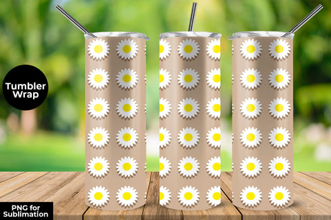 Floral Pattern 20 oz Skinny Tumbler Wrap Sublimation Design Pale Camel Sublimation Sublimatiz Designs 