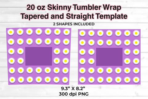 Floral Pattern 20 oz Skinny Tumbler Wrap Sublimation Design Purple Sublimation Sublimatiz Designs 