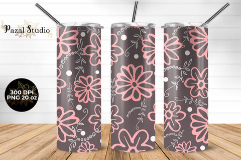 Floral Pattern 20 oz Skinny Tumbler Wrap Sublimation Design Sublimation Pazal Studio 