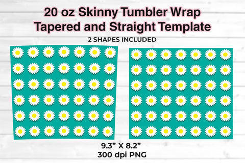 Floral Pattern 20 oz Skinny Tumbler Wrap Sublimation Design Turquoise Sublimation Sublimatiz Designs 
