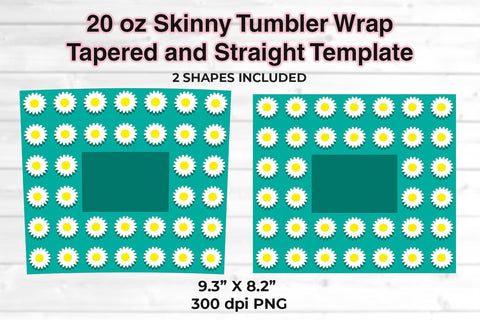 Floral Pattern 20 oz Skinny Tumbler Wrap Sublimation Design Turquoise Sublimation Sublimatiz Designs 