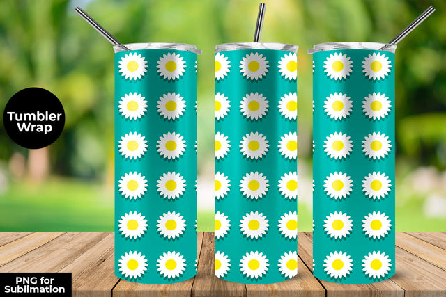 Floral Pattern 20 oz Skinny Tumbler Wrap Sublimation Design Turquoise Sublimation Sublimatiz Designs 