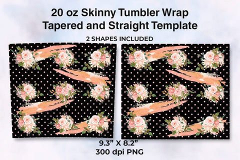 Floral Pattern and Pink Brushes Strokes Tumbler Wrap Design Sublimation Sublimatiz Designs 
