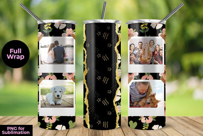 Floral Pattern Photo Frames 20oz Skinny Tumbler Wrap Template Sublimation Sublimatiz Designs 