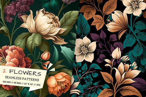 Floral Pattern with Butterflies, Butterfly and Flower Seamless Pattern Digital Pattern FloridPrintables 