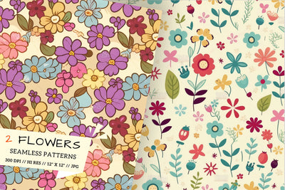 Floral Pattern with Butterflies, Butterfly and Flower Seamless Pattern Digital Pattern FloridPrintables 