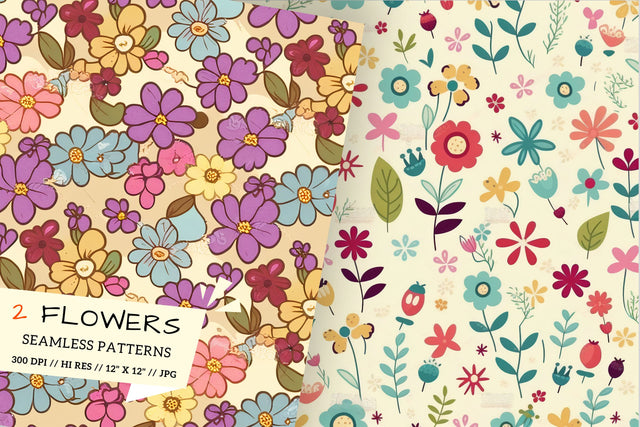 Floral Pattern with Butterflies, Butterfly and Flower Seamless Pattern Digital Pattern FloridPrintables 