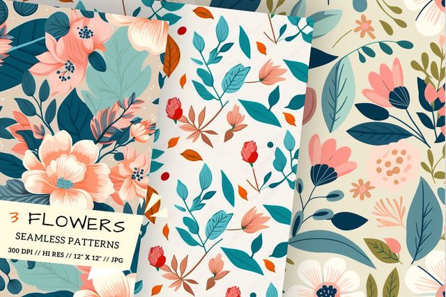 Floral Pattern with Butterflies, seamless background with flowers Digital Pattern FloridPrintables 
