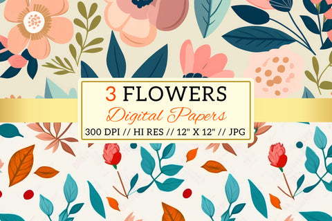 Floral Pattern with Butterflies, seamless background with flowers Digital Pattern FloridPrintables 