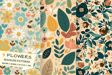 Floral Pattern with Butterflies, seamless background with flowers Digital Pattern FloridPrintables 