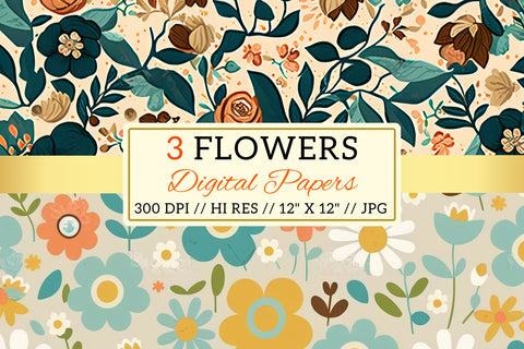 Floral Pattern with Butterflies, seamless background with flowers Digital Pattern FloridPrintables 