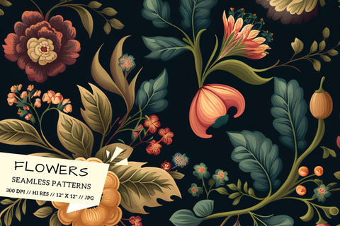 Floral Pattern with Butterflies, seamless background with flowers Digital Pattern FloridPrintables 