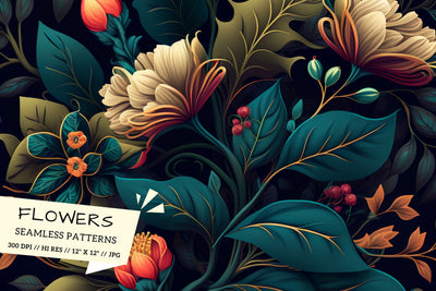 Floral Pattern with Butterflies, seamless floral pattern Digital Pattern FloridPrintables 