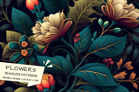 Floral Pattern with Butterflies, seamless floral pattern Digital Pattern FloridPrintables 