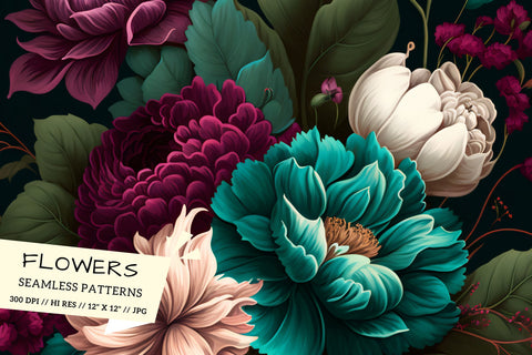 Floral Pattern with Butterflies, seamless floral pattern Digital Pattern FloridPrintables 