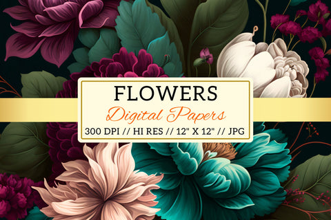 Floral Pattern with Butterflies, seamless floral pattern Digital Pattern FloridPrintables 