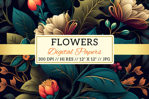 Floral Pattern with Butterflies, seamless floral pattern Digital Pattern FloridPrintables 