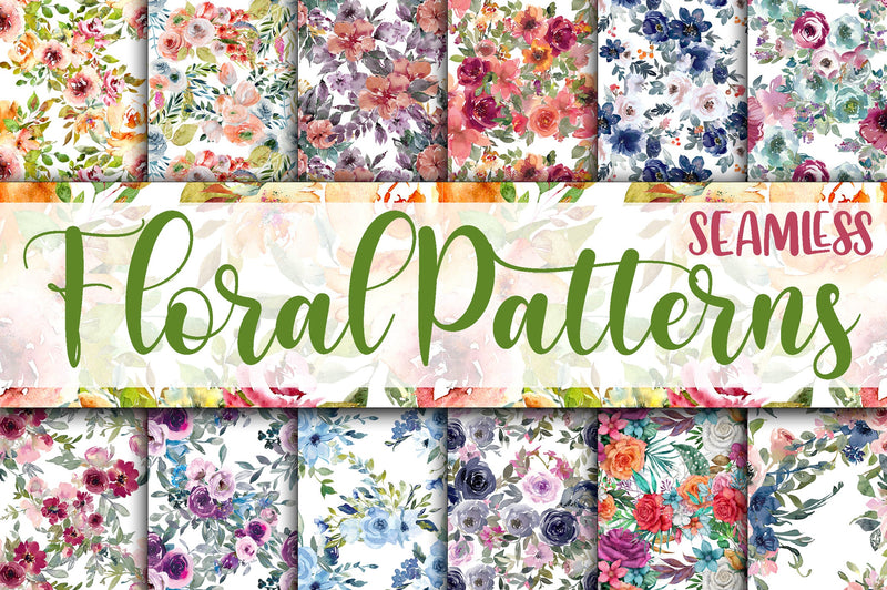 Floral Patterns Digital Papers - Seamless Patterns Digital Pattern Old Market 
