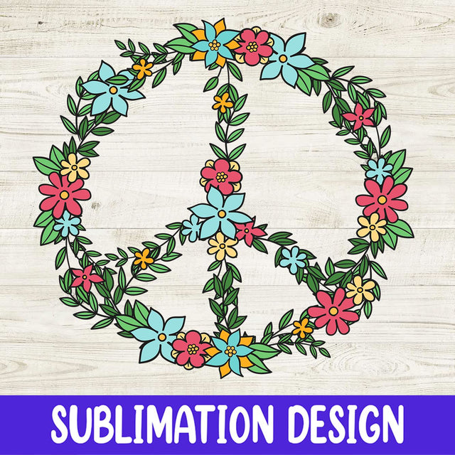 Floral Peace Sign PNG, Boho Sublimation Digital Design Sublimation iStyleDesign 