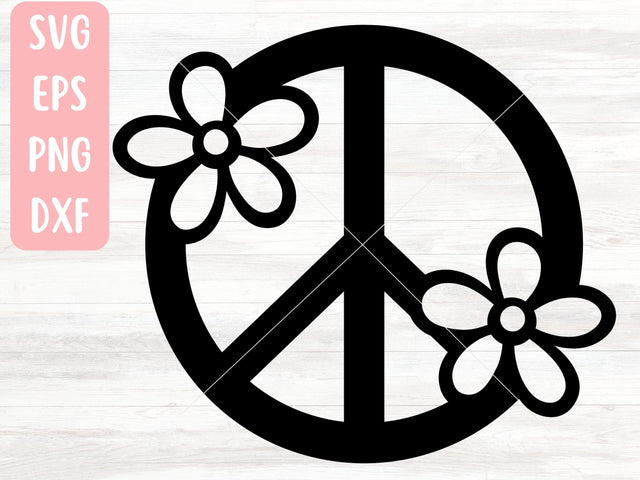 Floral Peace Sign SVG File for Cricut or Silhouette, Hippie SVG Vector, Digital Download SVG Apple Grove Designs 