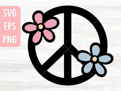 Floral Peace Sign SVG Layered, Hippie SVG for Cricut or Silhouette, Digital Download SVG Apple Grove Designs 