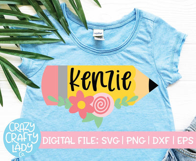 Floral Pencil | Back to School SVG Cut File SVG Crazy Crafty Lady Co. 