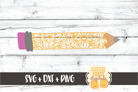 Floral Pencil Zen Doodle - Teacher SVG PNG DXF Cut Files SVG Cheese Toast Digitals 
