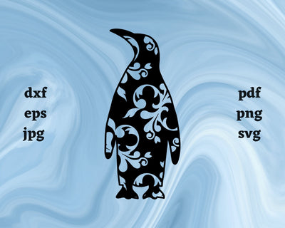Floral Penguin SVG Cut File SVG Northern Light SVG 