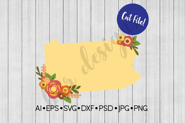 Floral Pennsylvania SVG SVG BNRDesignShop 