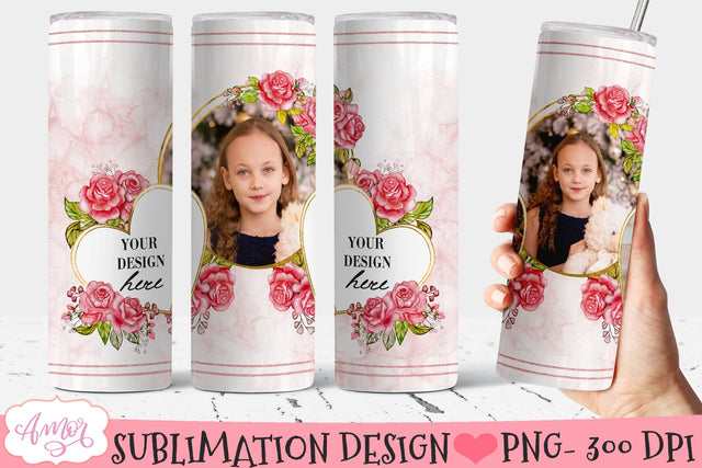Floral Photo tumbler Wrap for 20oz Tumbler Sublimation Sublimation Amorclipart 