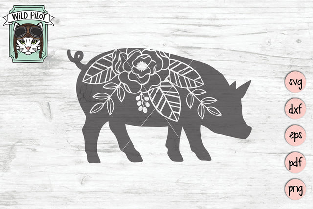 Floral Pig SVG Cut File SVG Wild Pilot 