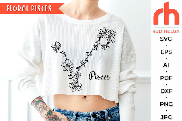 Floral Pisces SVG - Flower Zodiac Cut File SVG RedHelgaArt 
