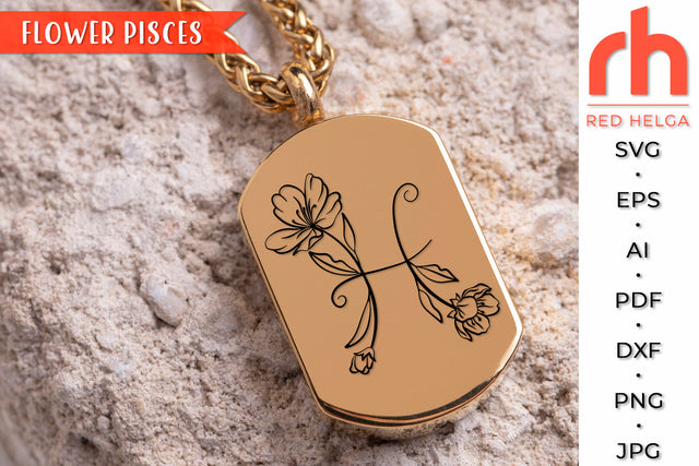 Floral Pisces SVG - Flower Zodiac Cut File SVG RedHelgaArt 