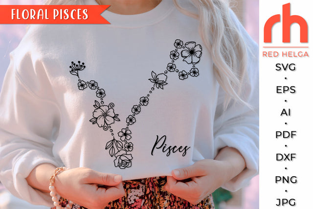 Floral Pisces SVG - Flower Zodiac Cut File SVG RedHelgaArt 