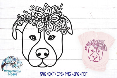 Floral Pitbull Dog SVG SVG Wispy Willow Designs 