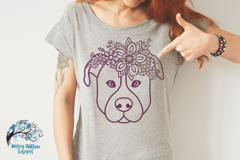 Floral Pitbull Dog SVG SVG Wispy Willow Designs 