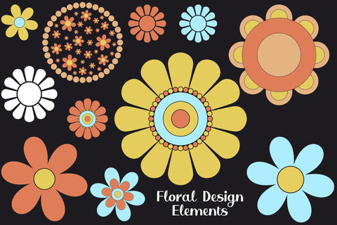 Floral Png Elements - Flower Power Designs Digital Pattern Karma Genie Graphics 