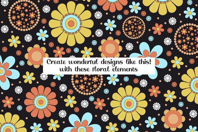 Floral Png Elements - Flower Power Designs Digital Pattern Karma Genie Graphics 