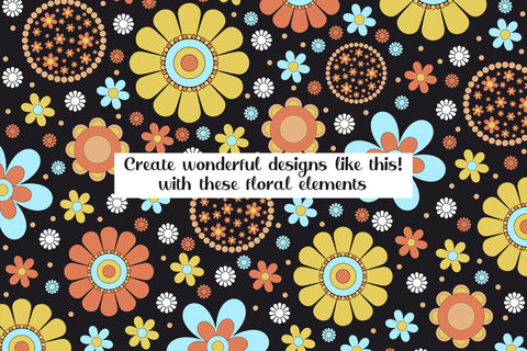 Floral Png Elements - Flower Power Designs Digital Pattern Karma Genie Graphics 