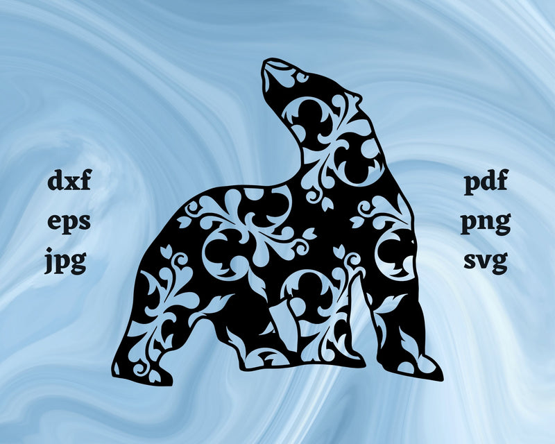 Floral Polar Bear SVG Cut File SVG Northern Light SVG 
