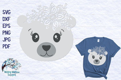 Floral Polar Bear SVG SVG Wispy Willow Designs 