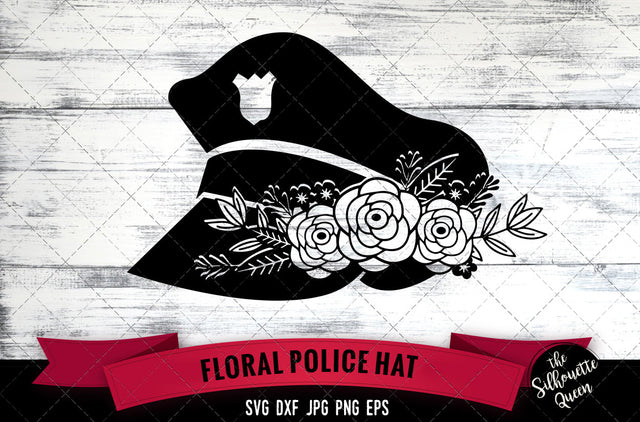 Floral Police Hat Vector Silhouette File SVG Loveleen Kaur 