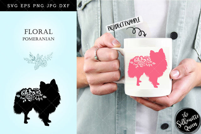 Floral Pomeranian Dog svg file for cricut, for silhouette, cut eps, cutting png, cuttable dxf, Instant Download design SVG Loveleen Kaur 
