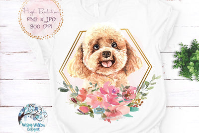 Floral Poodle Dog Sublimation Png Sublimation Wispy Willow Designs 