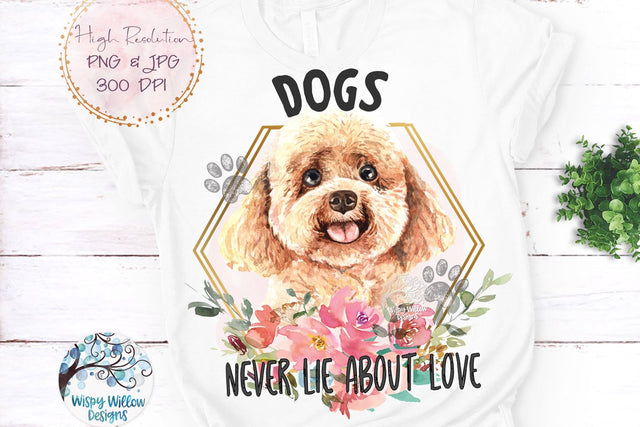 Floral Poodle Dog Sublimation Png Sublimation Wispy Willow Designs 